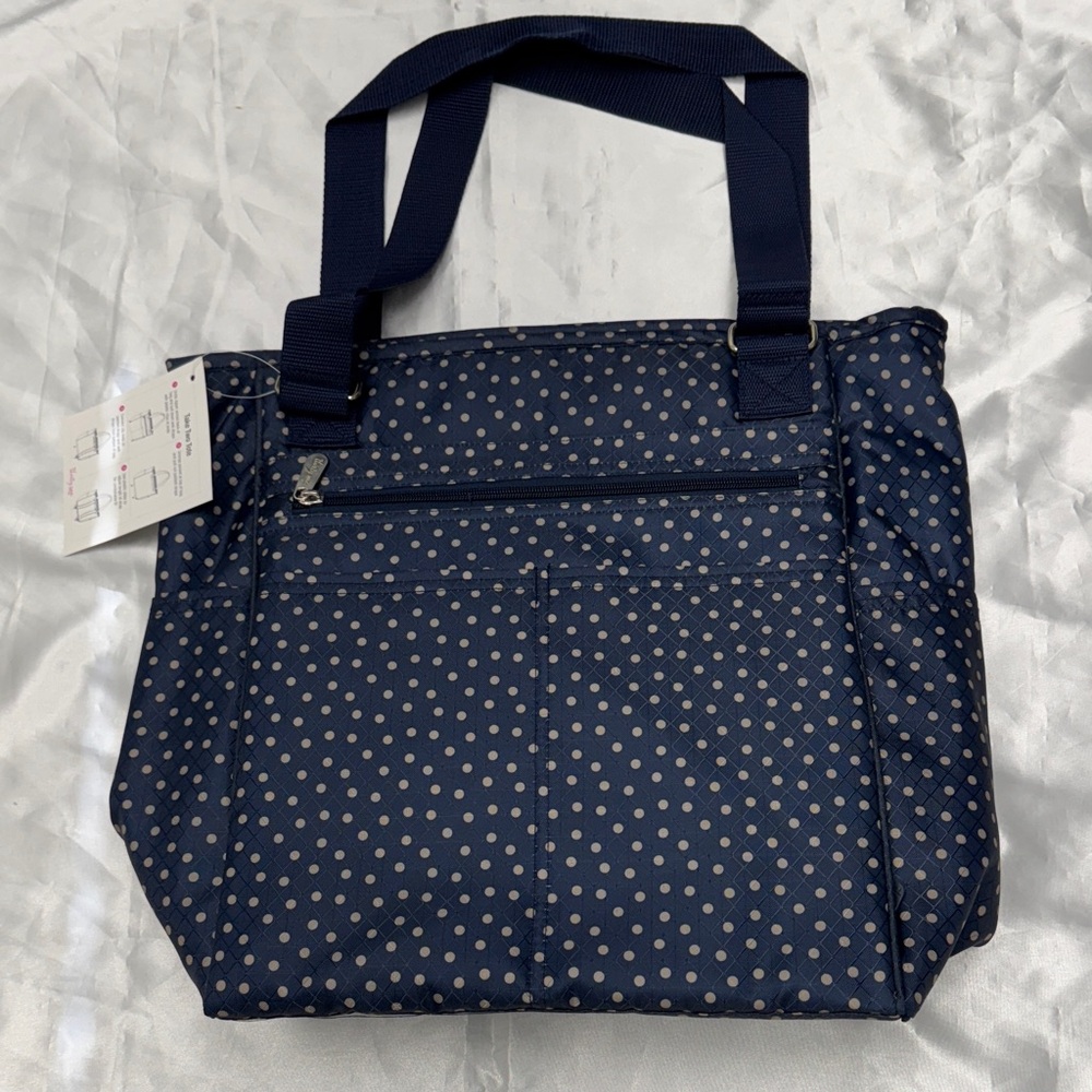 Navy Polka Dot Tote Bag Thirty-One Two Way tote NEW